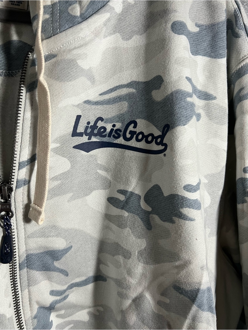 Life Is Good Camo Zip Hoodie - Gray & Blue Camo Ballyard Logo 2X NWT - Picture 3 of 5